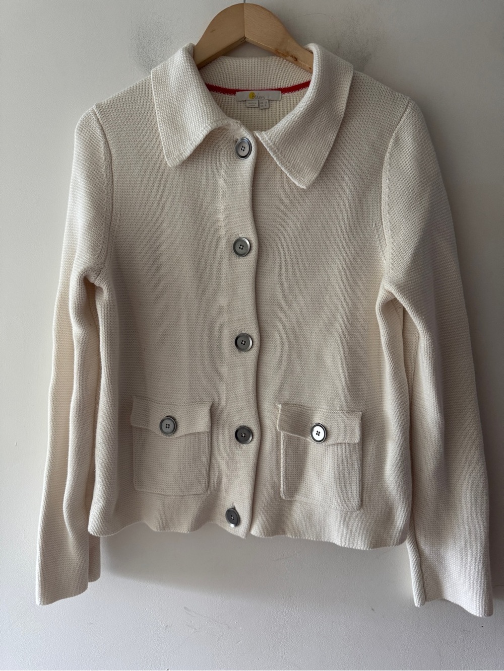 Boden Cream Wool Blend Button Down Sweater Cardigan Jacket